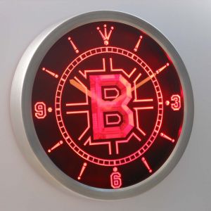 Chicago Blackhawks Red 2015 Stanley Cup Champs Lighted Analog Neon Clock