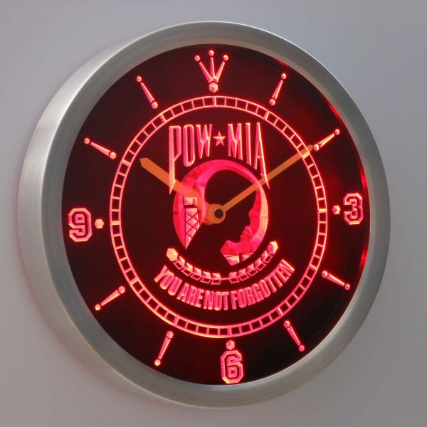 POW MIA LED Neon Wall Clock | FanSignsTime