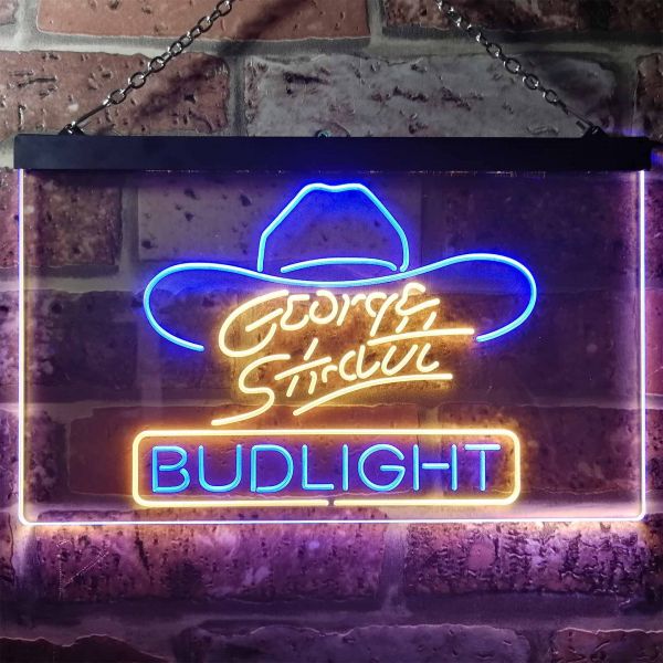 Bud Light George Strait Hat Neon-Like LED Sign
