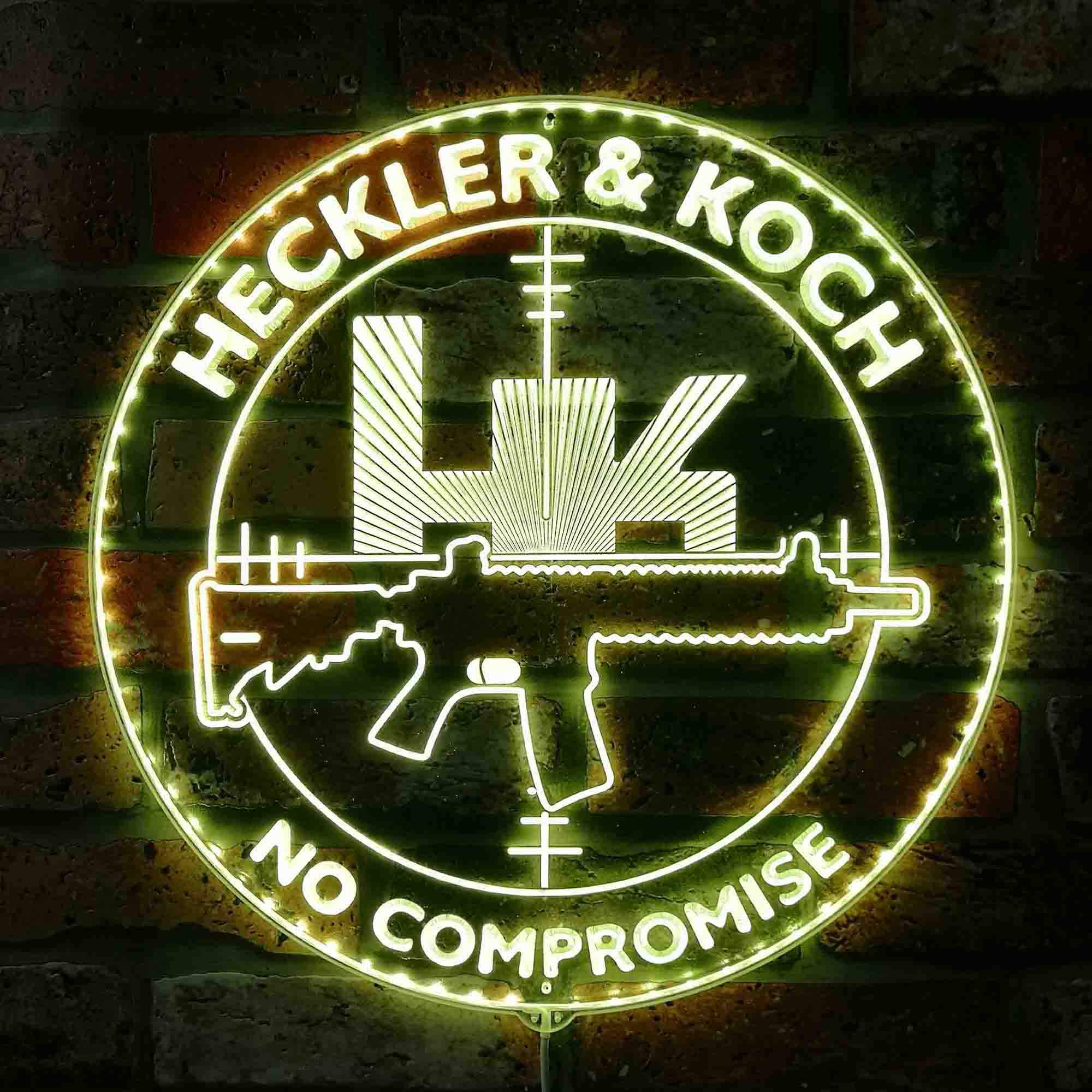 HK Heckler & Koch No Compromise Logo RGB LED Sign | FanSignsTime
