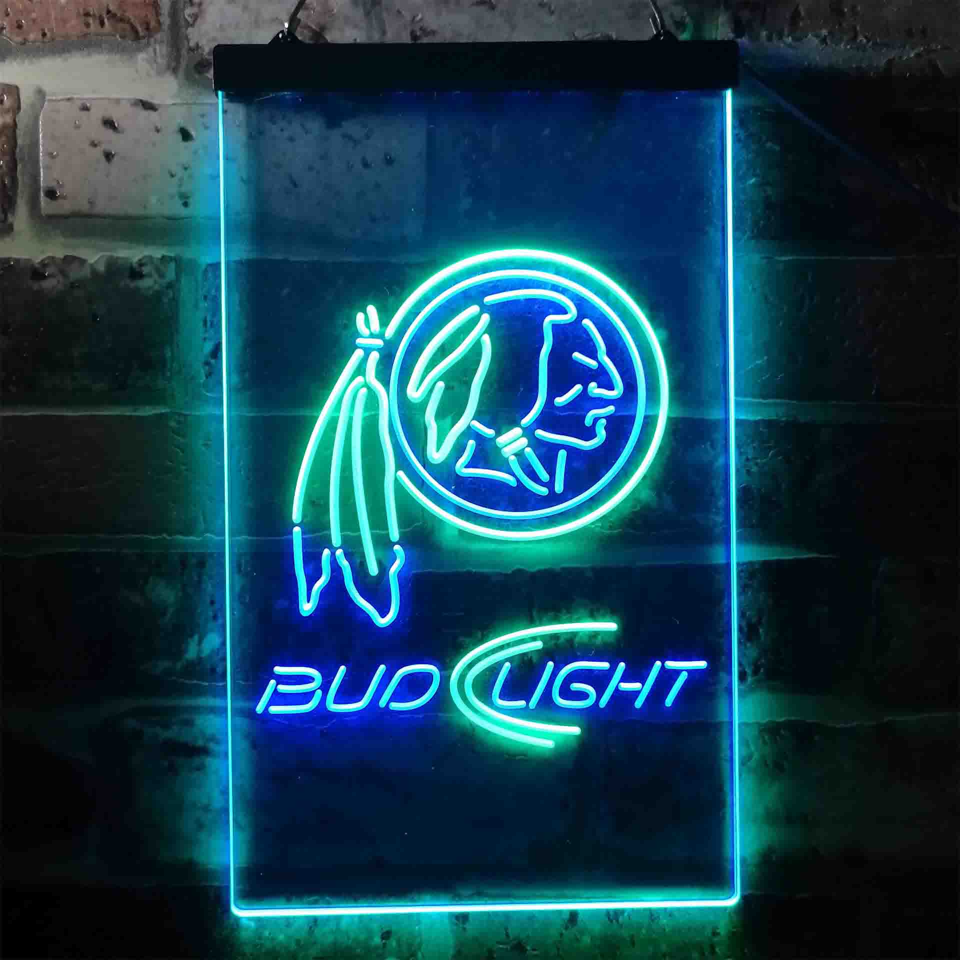 New Washington Redskins Bud Light Beer Bar Neon Light Sign 24"x20" 